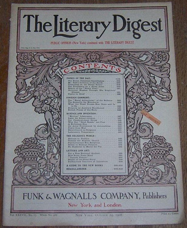 LITERARY DIGEST MAGAZINE OCTOBER 24, 1908