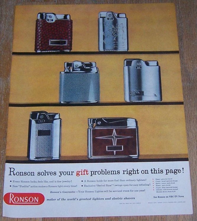 1957 RONSON LIGHTERS LIFE MAGAZINE COLOR CHRISTMAS ADVERTISEMENT