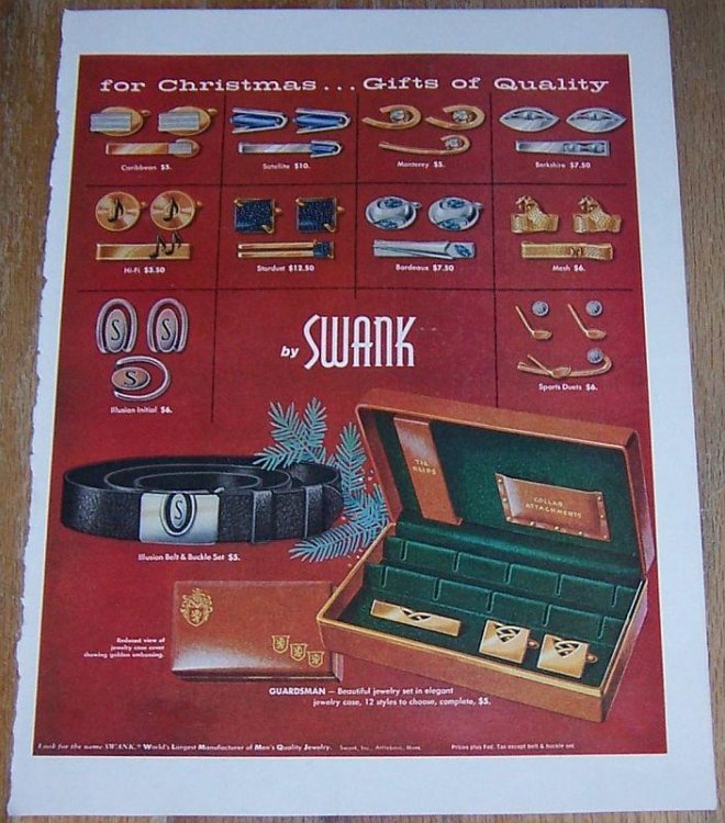 1957 SWANK LIFE MAGAZINE COLOR CHRISTMAS ADVERTISEMENT