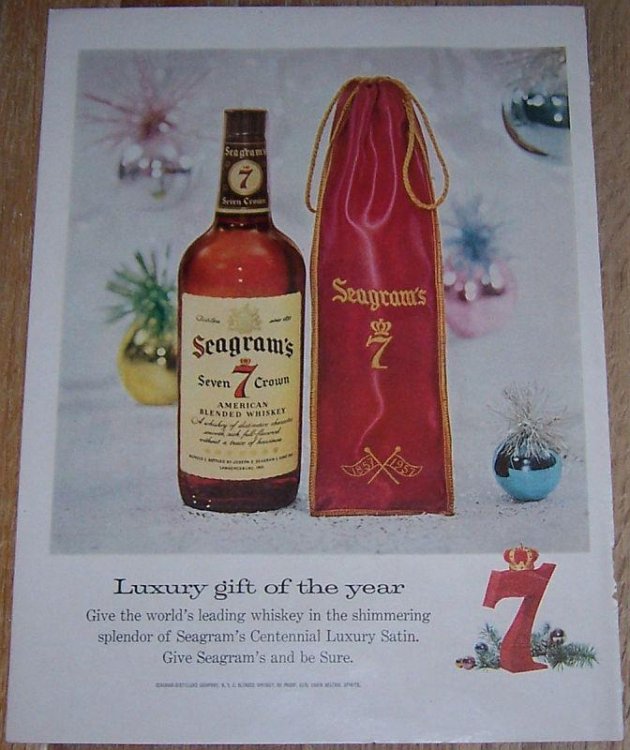 1957 SEAGRAM'S SEVEN CROWN WHISKEY LIFE MAGAZINE COLOR CHRISTMAS ADVERTISEMENT