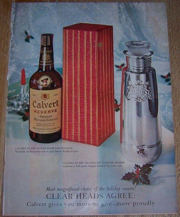 1957 CALVERT WHISKEY LIFE MAGAZINE COLOR CHRISTMAS ADVERTISEMENT