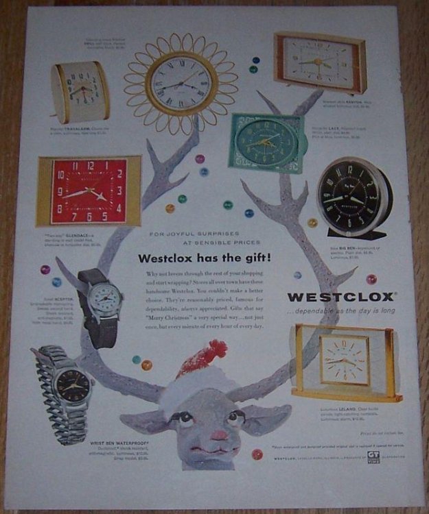 1957 WESTCLOX LIFE MAGAZINE COLOR CHRISTMAS ADVERTISEMENT