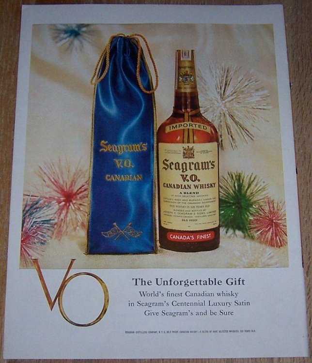 1957 SEAGRAM'S VO CANADIAN WHISKY LIFE MAGAZINE COLOR CHRISTMAS ADVERTISEMENT
