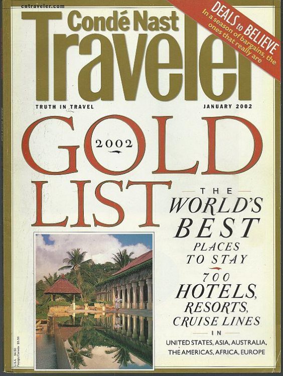 CONDE NAST TRAVELER MAGAZINE JANUARY 2002 2002 Gold List