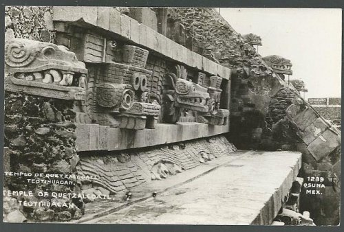 REAL PHOTO POSTCARD OF TEMPLE OF QUETZALCOATL, TEOTIHUACN, MEXICO