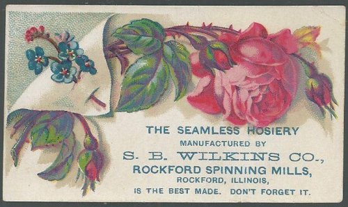 VICTORIAN TRADE CARD FOR S. B. WILKINS CO. WITH PINK ROSE