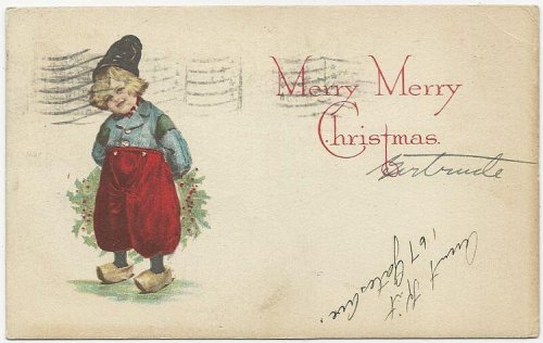 MERRY CHRISTMAS POSTCARD WITH DUTCH BOY
