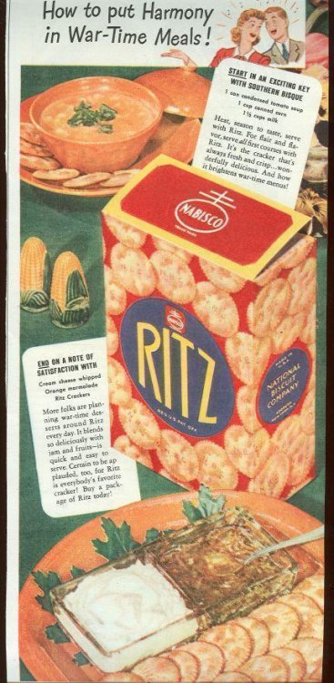 1943 MAGAZINE ADVERTISEMENT FOR RITZ CRACKERS