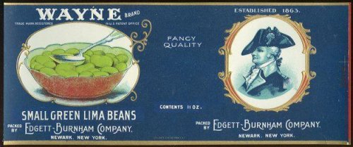 WAYNE BRAND SMALL GREEN LIMA BEANS CAN LABEL