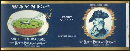 WAYNE BRAND SMALL GREEN LIMA BEANS CAN LABEL