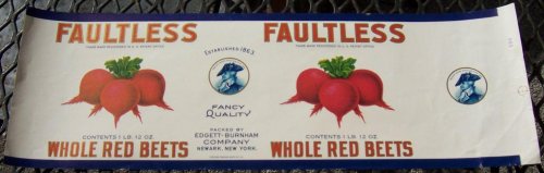FAULTLESS BRAND WHOLE RED BEETS CAN LABEL