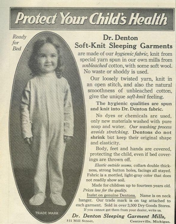 1921 LADIES HOME JOURNAL DR. DENTON SLEEPING GARMENTS MAGAZINE ADVERTISEMENT