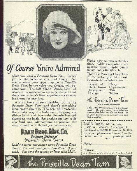 1921 LADIES HOME JOURNAL PRISCILLA DEAN TAM MAGAZINE ADVERTISEMENT