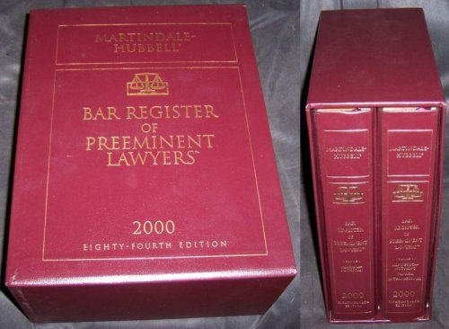 MARTINDALE-HUBBELL BAR REGISTER OF PREEMINENT LAWYERS 2000 Two Volumes in Slipcase