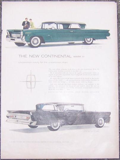 1957 NEW CONTINENTAL MARK III MAGAZINE ADVERTISEMENT
