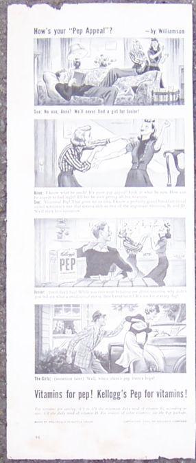 1940 KELLOGG'S PEP CEREAL MAGAZINE ADVERTISEMENT
