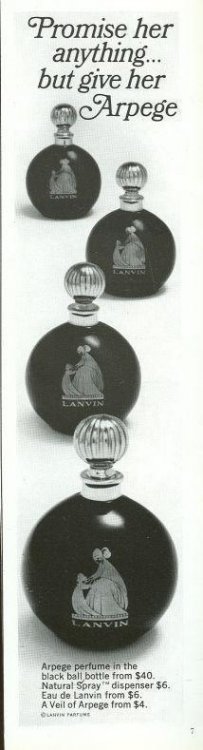 1967 REALITES MAGAZINE ADVERTISEMENT FOR ARPEGE PERFUME FROM LANVIN