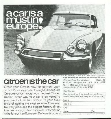 1967 REALITES MAGAZINE ADVERTISEMENT FOR CITROEN AUTOMOBILE