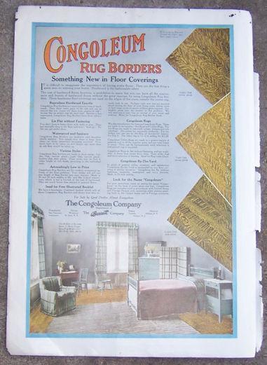 1916 LADIES HOME JOURNAL CONGOLEUM RUG BORDERS MAGAZINE COLOR ADVERTISEMENT