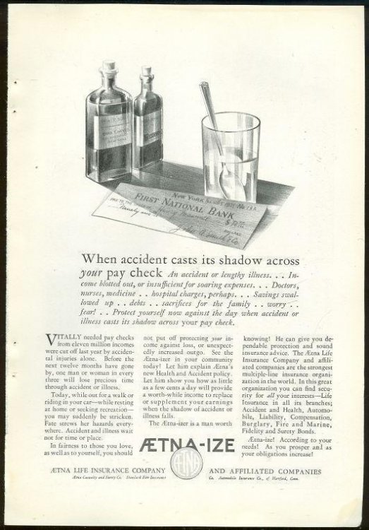 1925 NATIONAL GEOGRAPHIC AETNA LIFE INSURANCE ADVERTISEMENT