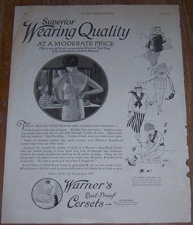 1921 LADIES HOME JOURNAL WARNER'S RUST PROOF CORSETS ADVERTISEMENT