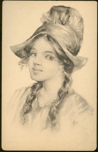 LOVELY LADY WITH HAT AND BRAIDS