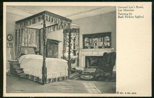 LEE BEDROOM, LEE MANSION FROM A PAINTING BY RUTH PERKINS SAFFORD