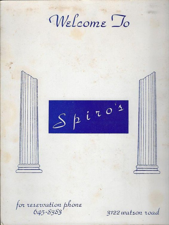VINTAGE MENU FROM SPIRO'S RESTAURANT, ST. LOUIS, MISSOURI