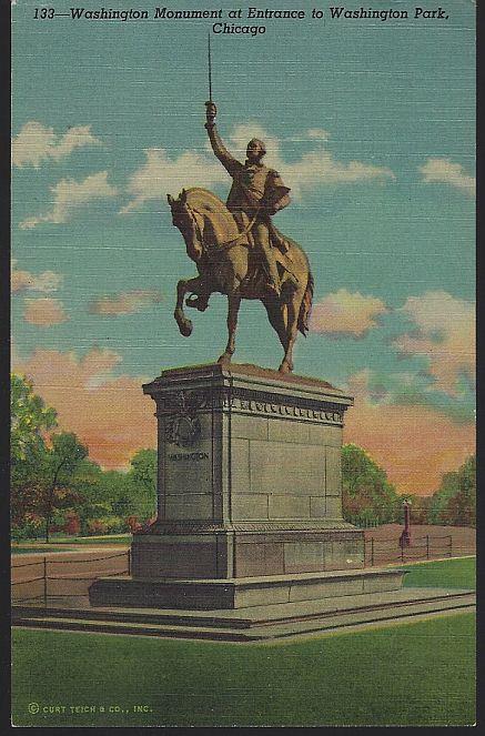 WASHINGTON MONUMENT AT ENTRANCE TO WASHINGTON PARK, CHICAGO, ILLINOIS