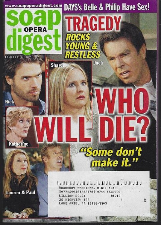 SOAP OPERA DIGEST OCTOBER 30, 2007
