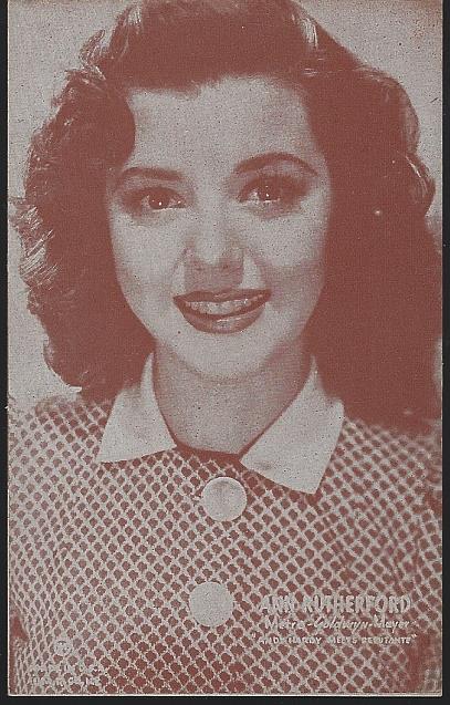 POSTCARD OF ACTRESS ANN RUTHERFORD