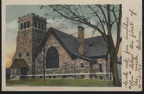 UNDIVIDED POSTCARD OF NEW CONGREGATIONAL CHURCH, LACONIA, NEW HAMPSHIRE