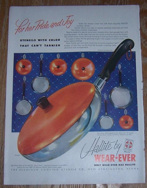 1954 HALLITE BY WEAR-EVER MAGAZINE COLOR ADVERTISEMENT