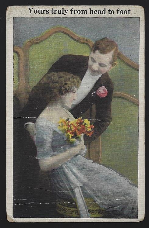 POSTCARD OF COURTING COUPLE, YOURS TRULY FROM HEAD TO FOOT