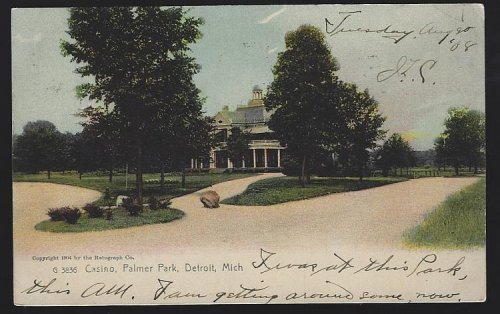 UNDIVIDED POSTCARD OF CASINO, PALMER PARK, DETROIT, MICHIGAN