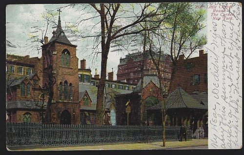 UNDIVIDED POSTCARD OF LITTLE CHURCH ROUND THE CORNER, NEW YORK