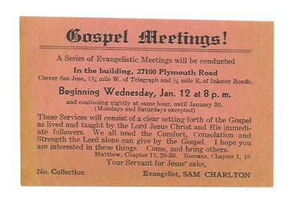 Gospel Meetings ! : A Series of Evangelistic Meetings, Redford, Michigan, 1944