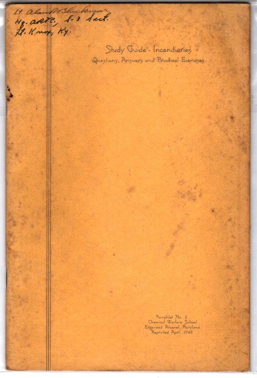 Study Guide, Incendiaries : Questions, Answers and Practical Exercises