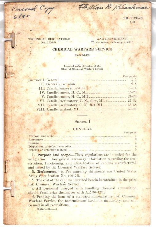 Chemical Warfare Service : Candles