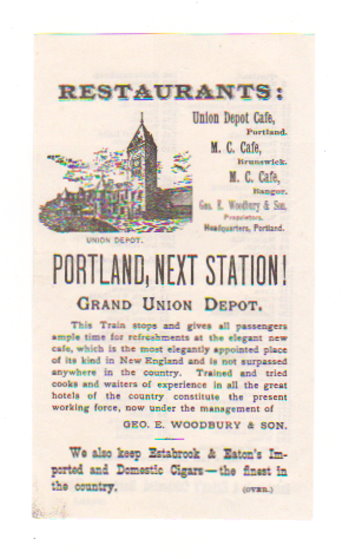 Grand Union Depot Cafe : Portland, Maine