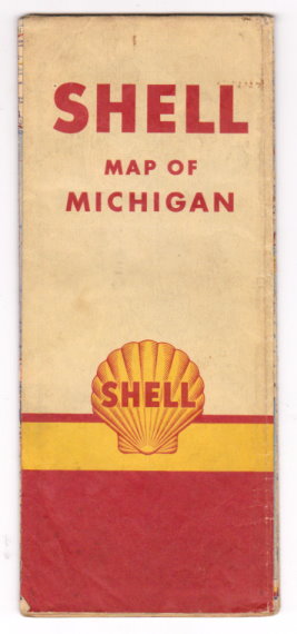 Michigan Road Map : Shell Highway Map of Michigan, 1936