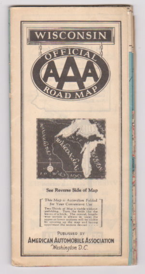 Wisconsin Highway Map : Official Road Map Published by American Automobile Association, 1937