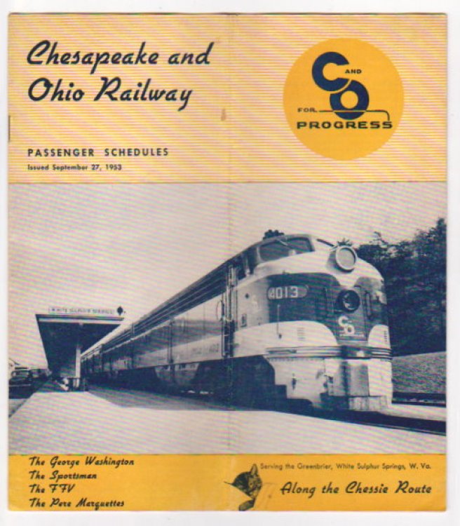 Chesapeake and Ohio Railway Passenger Schedules : Time Tables, September 27, 1953