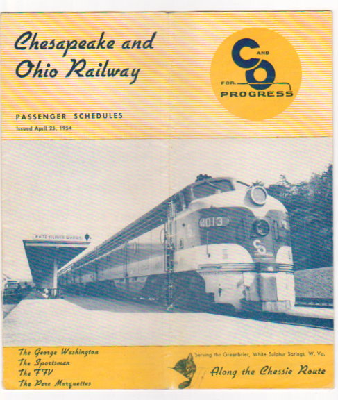 Chesapeake and Ohio Railway Passenger Schedules : Time Tables, April 25, 1954