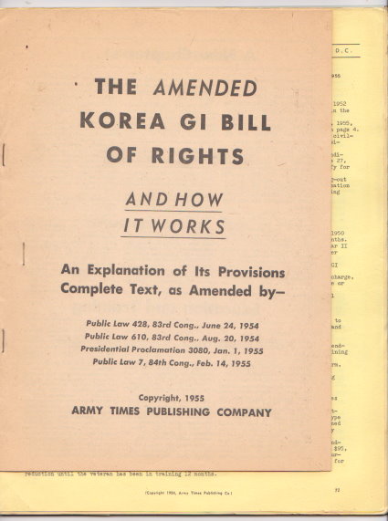 Amended Korea GI Bill of Rights and How it Works : An Explanation of its Provisions, Complete Text (Korean War)