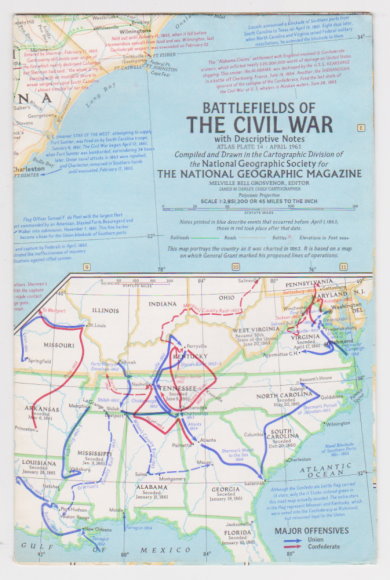 Battlefields of the Civil War, with Descriptive Notes : National Geographic Map, Atlas Plate 14, April 1961