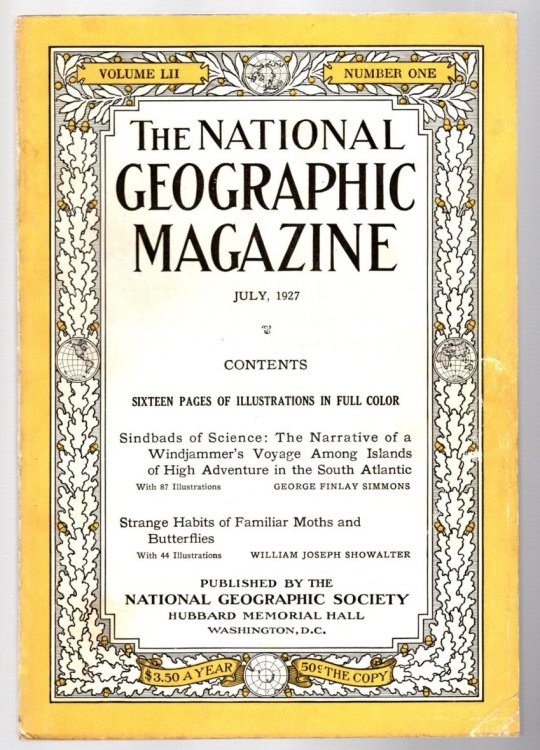 National Geographic Magazine, July 1927 : Windjammer's Voyage in the South Atlantic ; Strange Habits of Moths and Butterflies