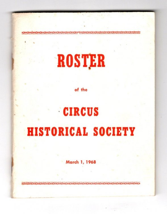 Roster of the Circus Historical Society : March 1, 1968