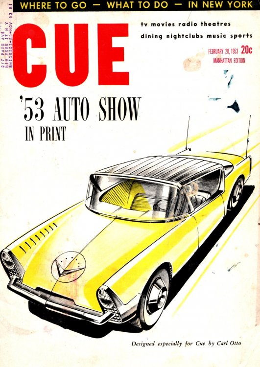Cue, the Magazine of New York Living : February 28, 1953, Detroit Auto Show in Print