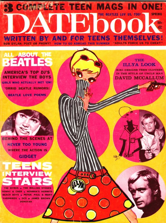 Datebook Magazine, 3 Complete Teen Mags in One, Spring 1966 : Beatles, Sally Field, David McCallum, Bob Dylan